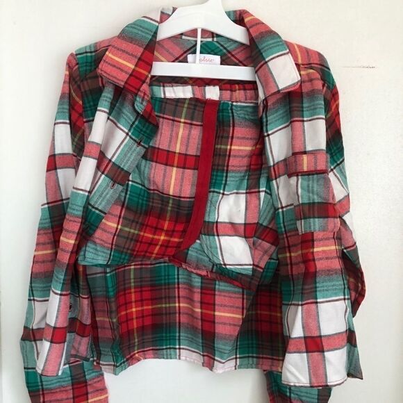 CALSIE Plaid Flannel Notch Collar Pajama Size M - Picture 10 of 11